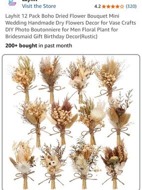 Boho Dried Flower Mini Bouquet — Neutral Rustic Mix